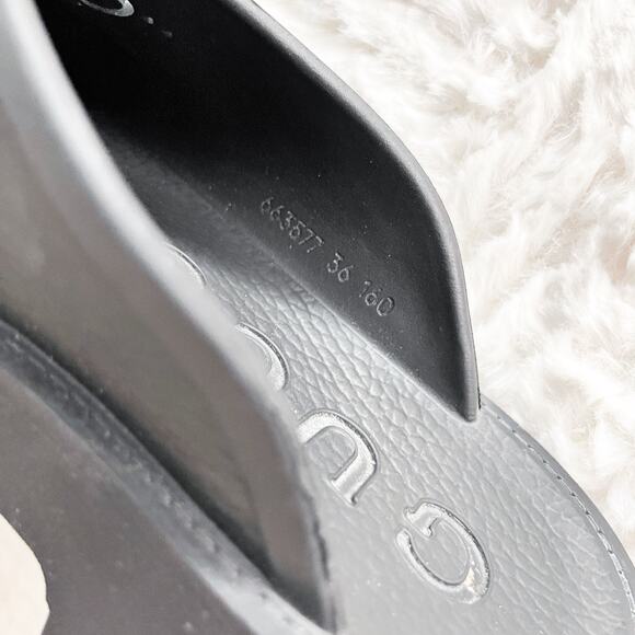 Gucci Perforated G Platform Mules in Black Rubber - Picture 10 of 13